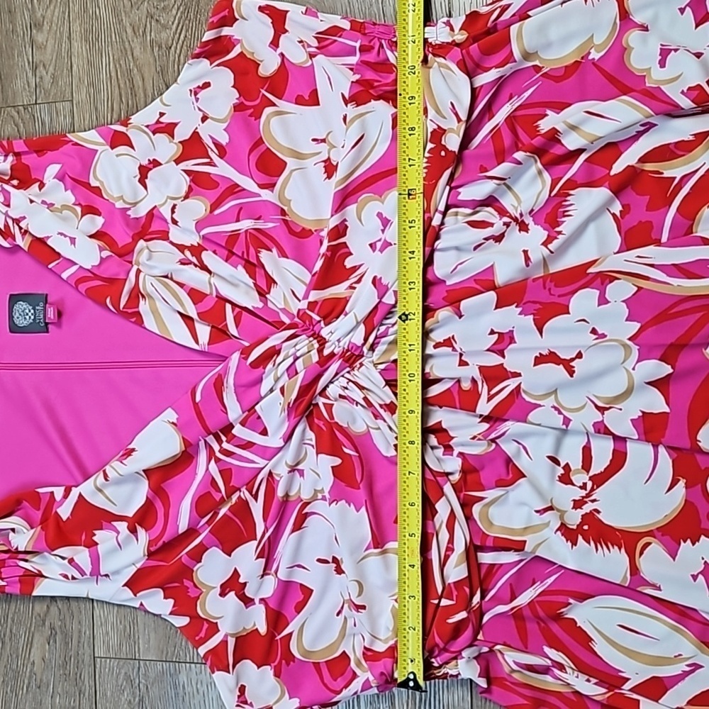 Vince Camuto Stretch Jersey Pink Red White Floral Sleeveless V Neck Maxi Dress - Picture 16 of 16